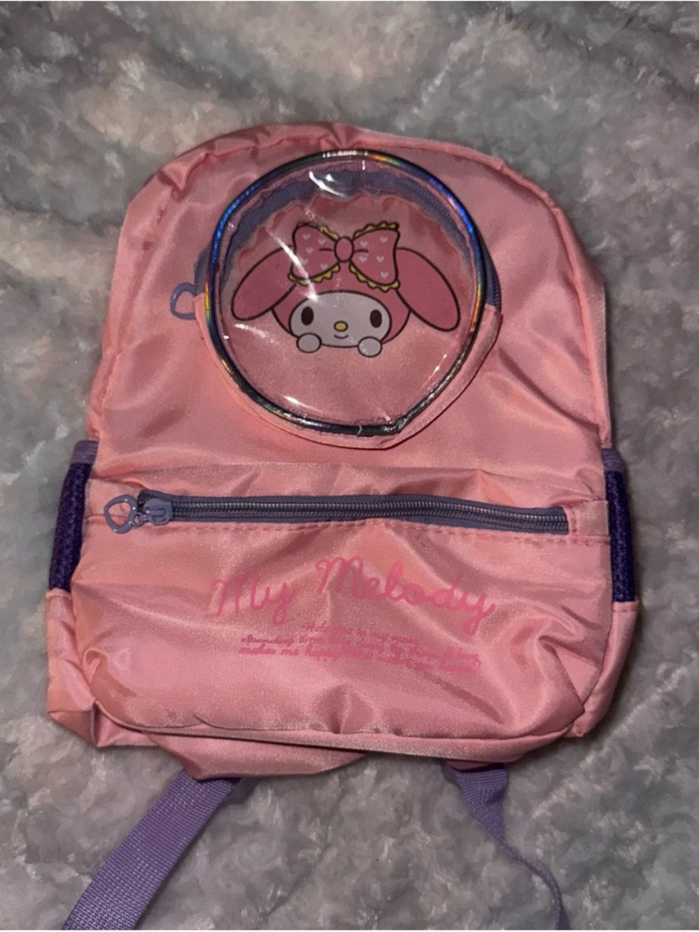 Sanrio My Melody Pink and Purple Kids Backpack with Clear Character Window
